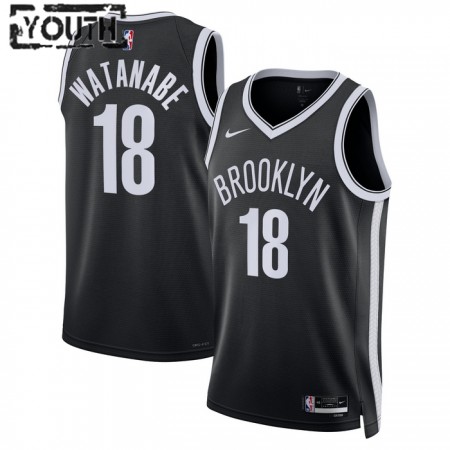 Brooklyn Nets Yuta Watanabe 18 Nike 2022-23 Icon Edition Musta Pelipaidat Swingman - Lasten